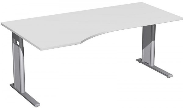 geramöbel PC-Schreibtisch links höhenverstellbar, C Fuß Blende optional, 1800x1000x680-820, Lichtgrau/Silber, N-647306-LS