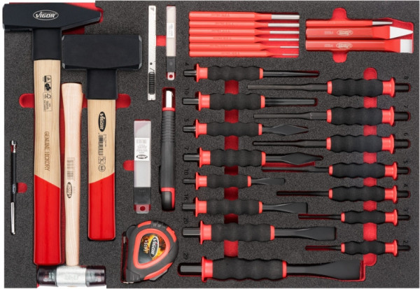 VIGOR Hammer-, Meißel- und Splinttreiber Satz, Anzahl Werkzeuge: 51, V6817