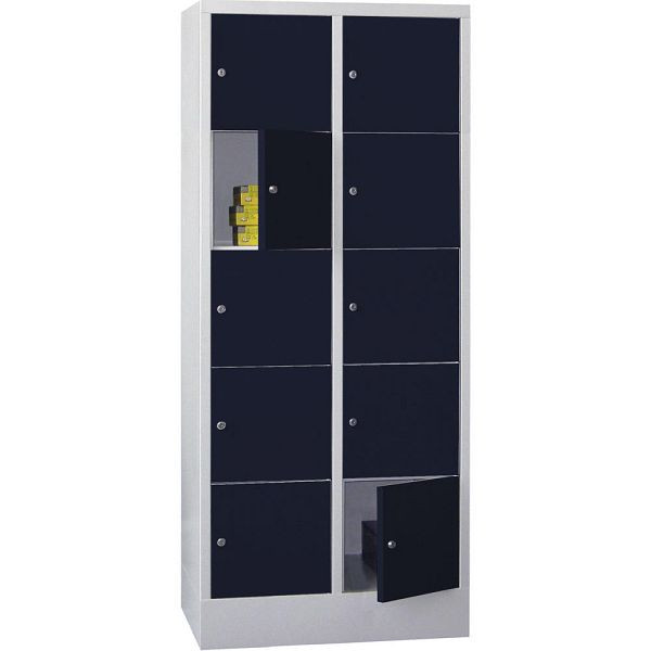 Deskin Schließfachschrank CLASSIC mit glatten Türen, Korpus lichtgrau, Türen Anthrazitgrau, H 1850 x B 800 x T 500 mm, 264215