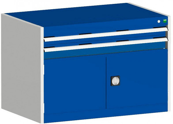 bott cubio Schubladenschrank bestückt mit 2 Schubladen, Tür BxTxH: 1050 x 650 x 700 mm, RAL 7035/5010, 40021215.11V