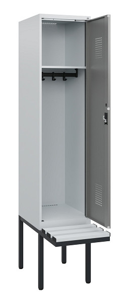 C+P Spind Evolo PLUS, 1 Abteil, 1950x400x815mm, 7035/0004, Zylinderschloss, Material Sitzfläche Kunststoff, 0490405-12 S10095
