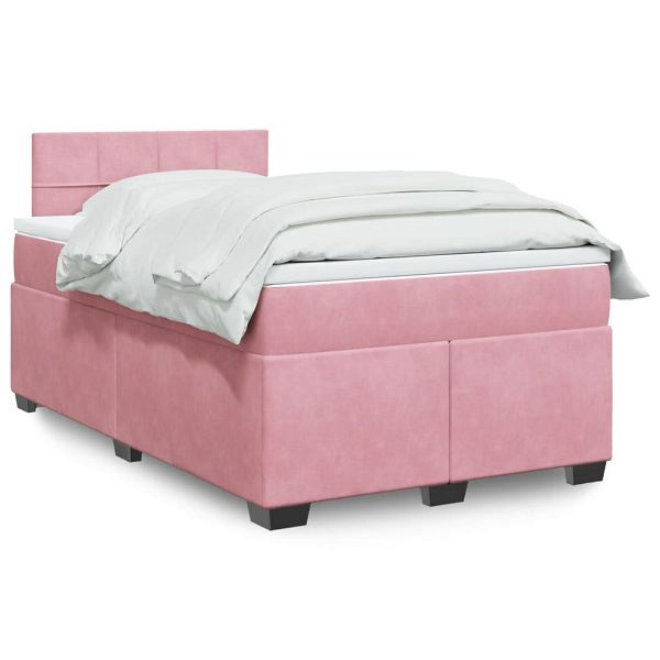 vidaXL Boxspringbett mit Matratze Rosa 120x200 cm Samt, 3286287