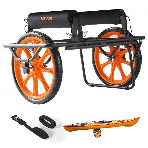 VEVOR Kajakwagen 150 kg, Kanuwagen mit 38,1 cm Vollgummireifen & Spanngurt, für Kajaks, Kanus, Paddleboards, 770x495x425 mm, SPSPHTTC15INR3EU5001V0