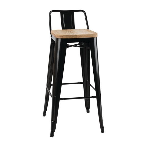 Bolero Bistro Hochbarstuhl mit Holzsitz schwarz (4 Stück), FB623