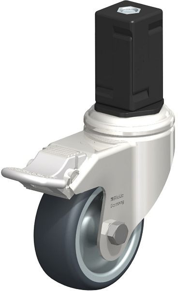 Blickle LKRXA-TPA 80G-11-FI-EXV17 Edelstahl-Apparate-Lenkrolle mit Expander & Feststeller, Thermoplastisches Gummi-Elastomer, Grau, 853120