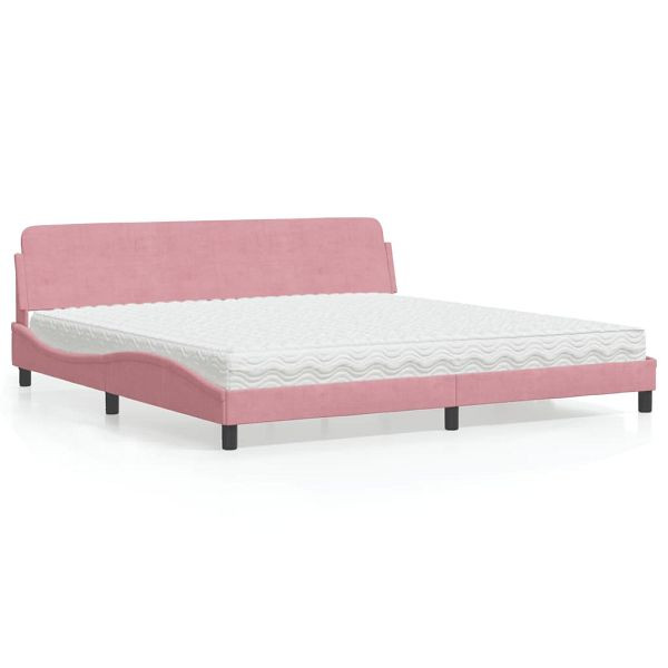 vidaXL Bett mit Matratze Rosa 200x200 cm Samt, 3208476, 8721012349599