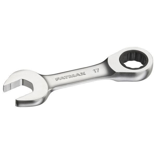 Stanley FATMAX Ringmaulschlüssel mit Ratsche 17 mm, kurze Ausführung, 72 Zähne, 12-Kant, 15° gekröpft, FMMT13113-0