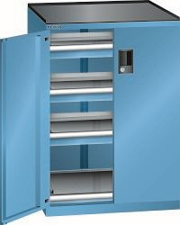 LISTA Schubladenschrank 36x27E (BxTxH) 717x600x1020mm CODE Lock, Lichtblau, 3 Schubladen, 1 Auszugboden, Tragkraft Schubladen: 75kg, 79.408.010.C