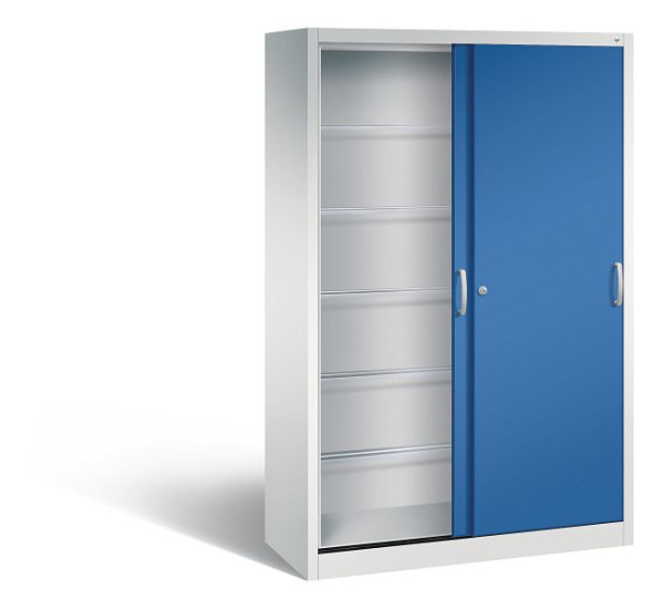 C+P Schiebetürenschrank Acurado, H1950xB1200xT500mm, Farbe: Lichtgrau / Enzianblau, Bügelgriff, 2050-60 S10020