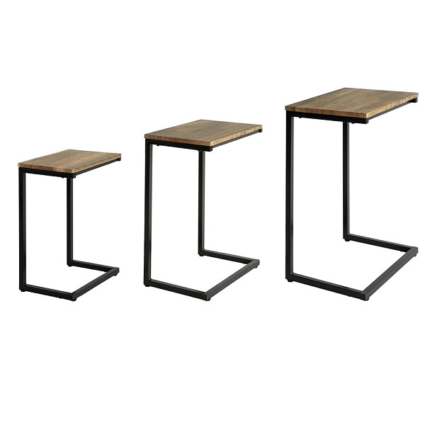 SoBuy 3-teiliger Couchtisch Holzfarbe 46x30x60cm, Modern, FBT102-F