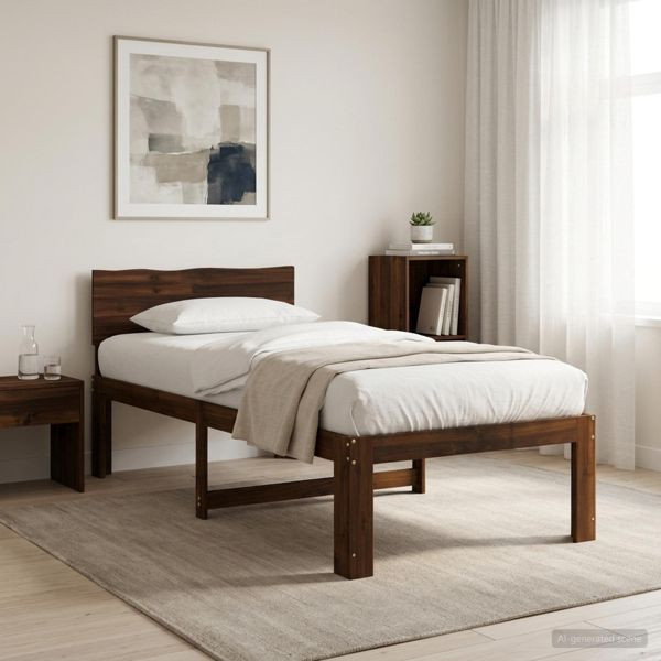 vidaXL Einzelbettgestell mit Kopfteil ROSTOCK Dunkelbraun 90 x 200 cm, 903455
