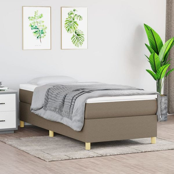 vidaXL Boxspringbett mit Matratze Taupe 90x200 cm Stoff, 3144494