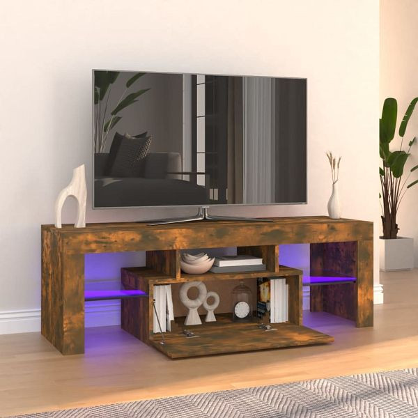vidaXL TV-Schrank mit LED-Leuchten Räuchereiche 120x35x40 cm, 815666