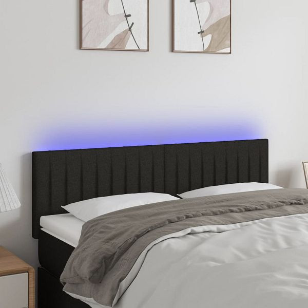 vidaXL LED Kopfteil Schwarz 144x5x78/88 cm Stoff, 3121850