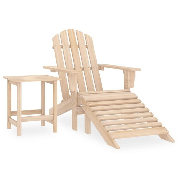 vidaXL Adirondack-Gartenstuhl mit Fußstütze & Tisch Massivholz Tanne, 315932