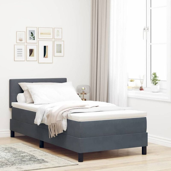 vidaXL Boxspringbett mit Matratze Dunkelgrau 90 x 190 cm Samt, 3342621