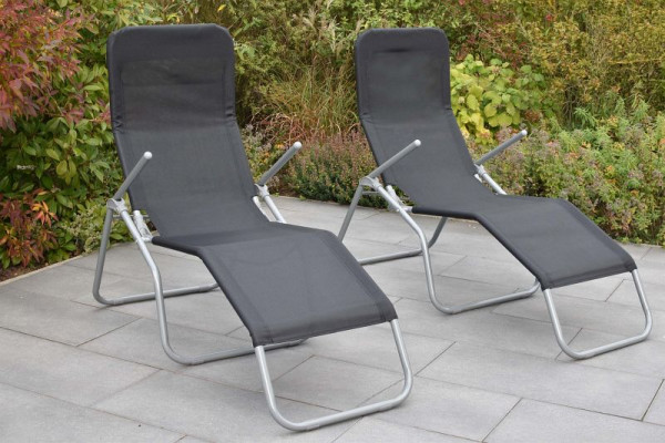 Merxx Wellnessliege XXL, 2er Set, besonders große Grundmaße, Silber/schwarz, Stahlgestell mit Textilbespannung, 51130-317