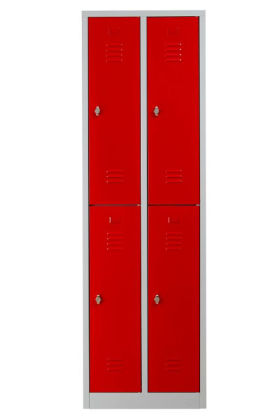 Gürkan Garderobenschrank, 50 x 60 x 195 cm, Lichtgrau, Feuerrot, Vorhangschloss, WRC.4(2.2).19560, 105934