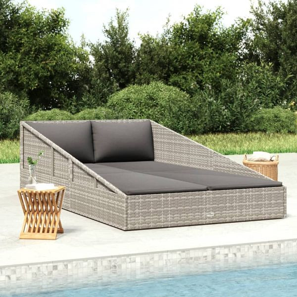 vidaXL Gartenbett Grau 110x200 cm Poly Rattan, 45777, 8719883860411