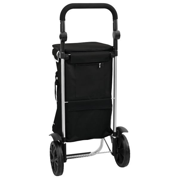 vidaXL Einkaufstrolley mit Rädern und verstellbarem Griff Schwarz 40 L, 42002334