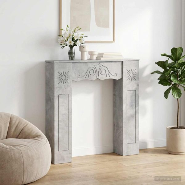 vidaXL Kaminumrandung Betongrau 102 x 20 x 102 cm Holzwerkstoff, 8006636
