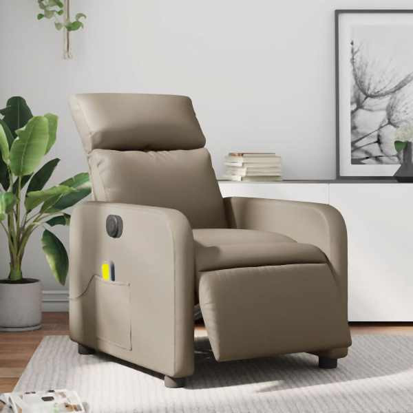 vidaXL Massagesessel Elektrisch Cappuccino-Braun Kunstleder, 3206748