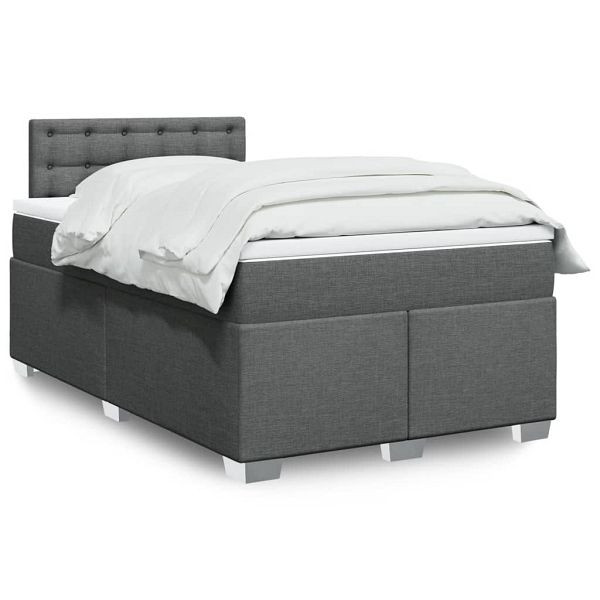 vidaXL Boxspringbett mit Matratze Dunkelgrau 120x200 cm Stoff, 3285870