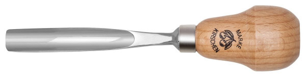 Kirschen Kerbschnitzbeitel mit Birnenheft, gebogen, mit flacher Höhlung, 2 mm, 5615002