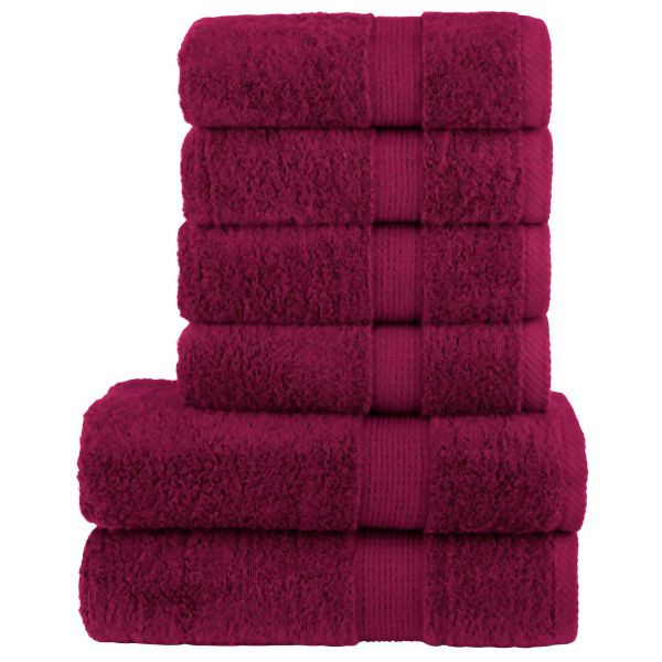 vidaXL 6 tlg. Premium-Handtuch-Set SOLUND Bordeaux 600 g/m², 137556