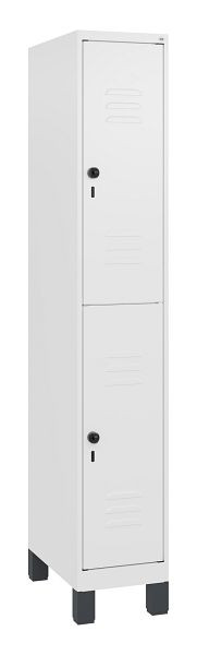 C+P Doppelstöckiger Spind Classic PLUS, Füße, 1800x300x500mm, 9016/9016, Drehriegel, 0803107-10 S10014