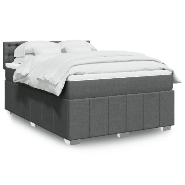 vidaXL Boxspringbett mit Matratze Dunkelgrau 140x190 cm Stoff, 3289378