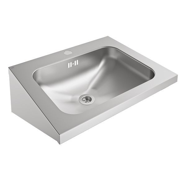 KWC Einzelwaschtisch, ANIMA, Edelstahl, 500x200x402 mm, Wandmontage, mit Überlauf, mit Armaturenbohrung, Stopfensieb G 1 1/4 B, 2000103764