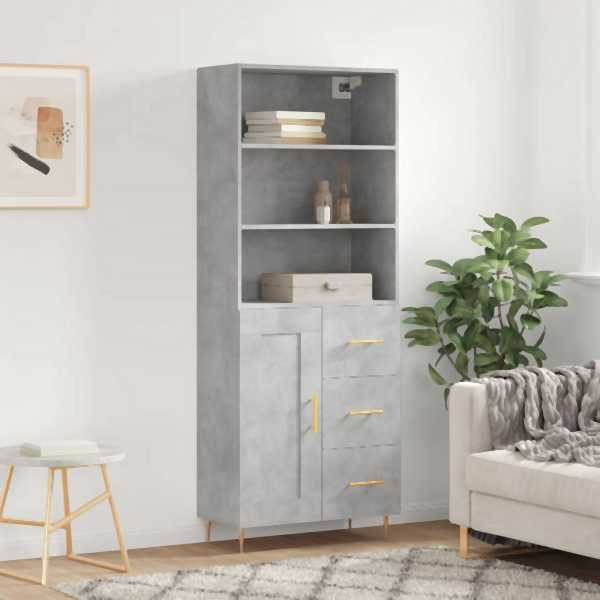 vidaXL Highboard Betongrau 69,5x34x180 cm Holzwerkstoff, 3190009