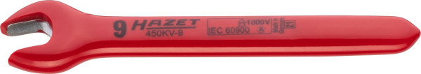 Hazet Einmaulschlüssel, schutzisoliert, Außen-Sechskant Profil, 9 mm, 450KV-9