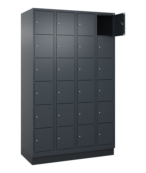 C+P Schließfachschrank Evolo PLUS, mit Sockel, 24 Fächer, 1950x1200x500mm, 7016/7016 Anthrazitgrau, 049020-406 S10016