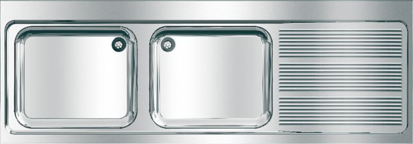 KWC Gewerbespüle, Maxima, Edelstahl, 2 Becken, 2000x432x700 mm, Tropfteil rechts, 2000057584