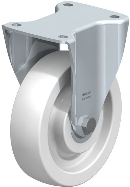 Blickle BH-SPO 175K Stahlblech-Bockrolle, Schwerlast-Ausführung, mit Anschraubplatte, Polyamid, Weiß, 7138