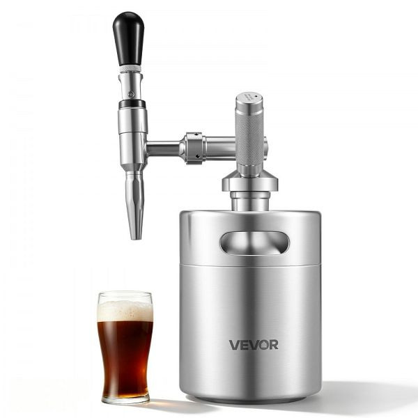 VEVOR Nitro-Cold-Brew-Kaffeefass 2 l, Edelstahl, mit Zapfhahn und Druckentlastungsventil, N2QYK304BXGNYZO1B001V0