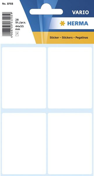 HERMA 3755 Vielzwecketiketten weiß 40x55 mm Papier matt 28 St., VE: 10 Stück, 3755