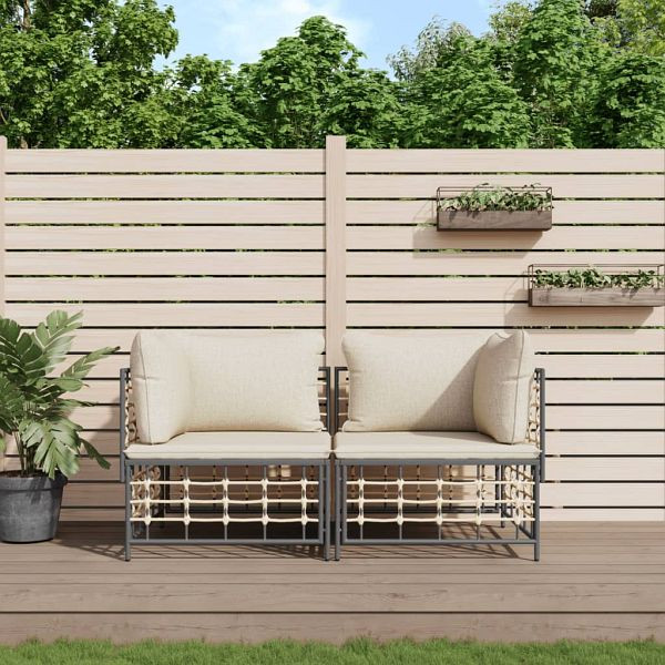vidaXL Ecksofas mit Kissen 2 Stück Modular Poly Rattan, 3186690