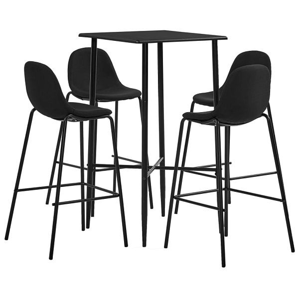 vidaXL 5-teilig Bar-Set Stoff Schwarz, Material: Material: Polyester: 100%, 279966