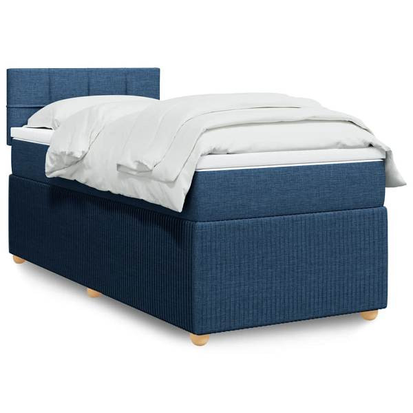 vidaXL Boxspringbett mit Matratze Blau 90x190 cm Stoff, 3287317