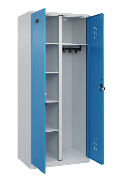 C+P Wäsche-/Garderobenspind Evolo PLUS, 2 Abteile, 1850x800x500mm, 7035/5012, Drehriegel, 049600-22 S10007