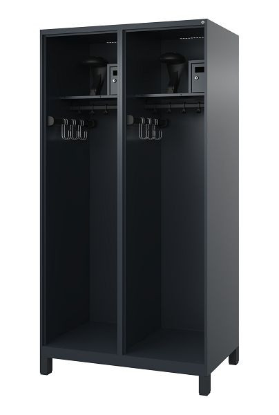 C+P Feuerwehrspind Evolo, Modell FLEXO, 2 Abteile, H1850B1000T600 mm, Anthrazit, Füße, 0493315-23 S10007