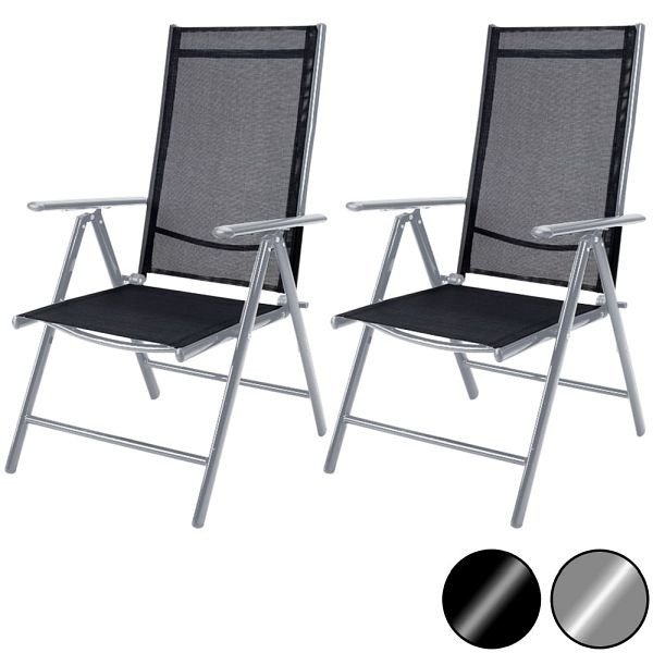 casaria Gartenstuhl Hochlehner klappbar Bern 2er-Set Silber Alu verstellbar, 105653