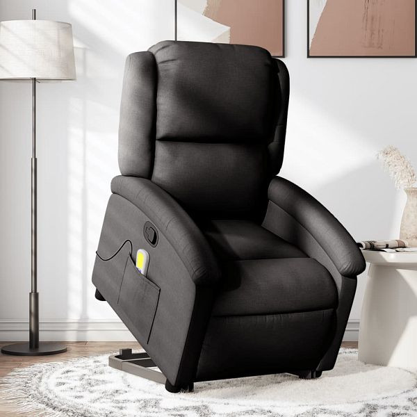 vidaXL Massagesessel mit Aufstehhilfe Schwarz Stoff, 3204178