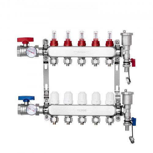 VEVOR 5 Heizkreise Heizkreisverteiler Fußbodenheizung Durchflussanzeiger 5L/min, DRFSQBXG5HLGXT75CV0