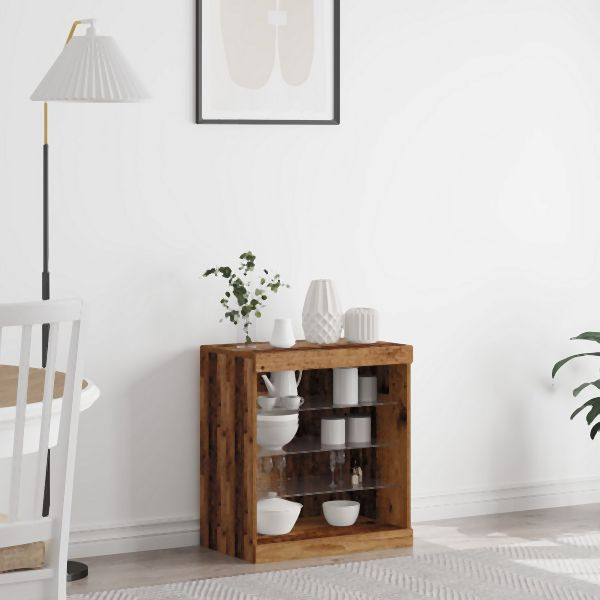 vidaXL Sideboard mit LED-Lichtern Altes Holz 60,5x37x67 cm, 863042