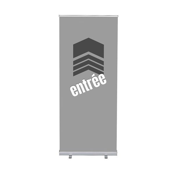 Showdown Displays Roll-Banner Budget 85 Komplettset Eingang Grau Französisch, RBB085LSFI563