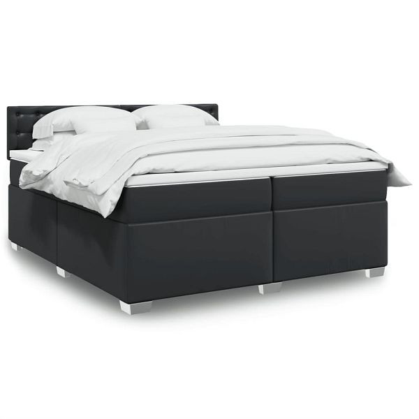 vidaXL Boxspringbett mit Matratze Schwarz 200x200 cm Kunstleder, 3286136